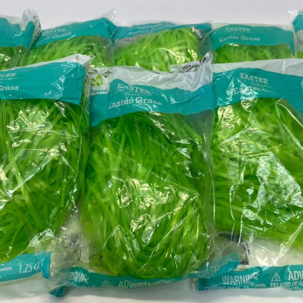 Lot of 10 Green Easter Grass Packs 1.25 oz Each Basket Filler Holiday Party Gift